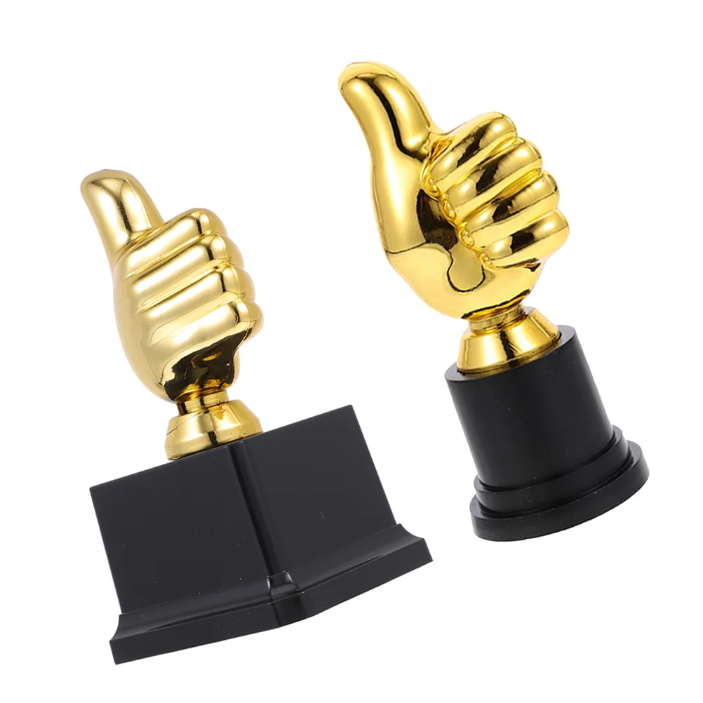 

2 Pcs Toy Trophy Kindergarten Competition The Medal Plastic Thumb Decor Golden Decorative Cup Children