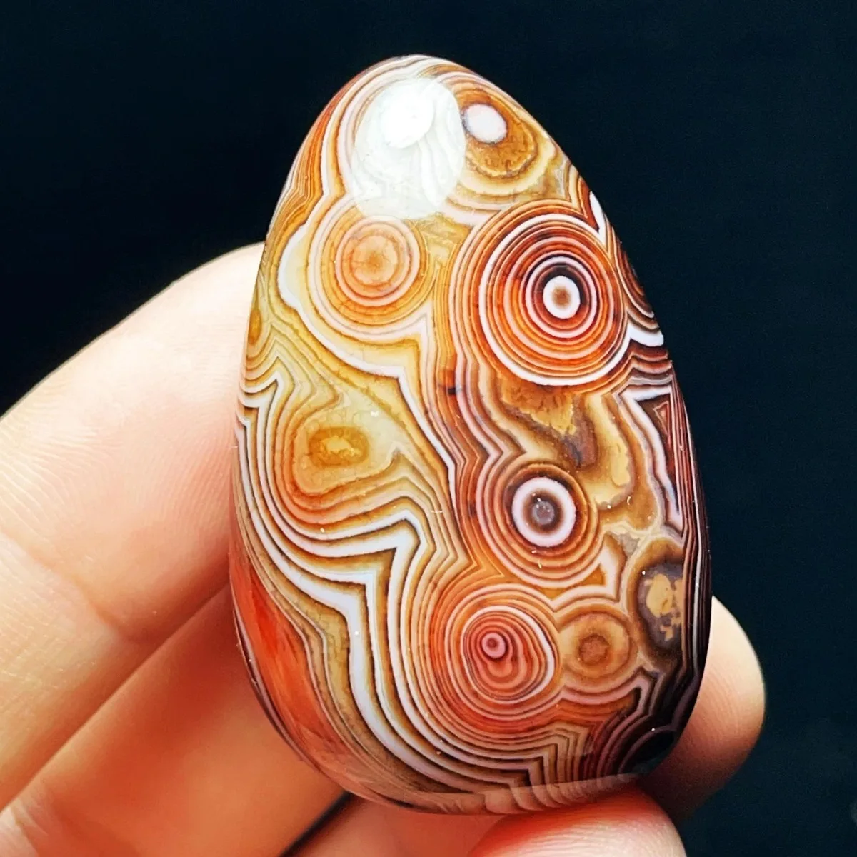 4PC Nature Made Banded Agate Palm Stone, Polished Tumbled, Chalcedony Beauty, Rock Collection, Natural Stone, Crystal Collection
