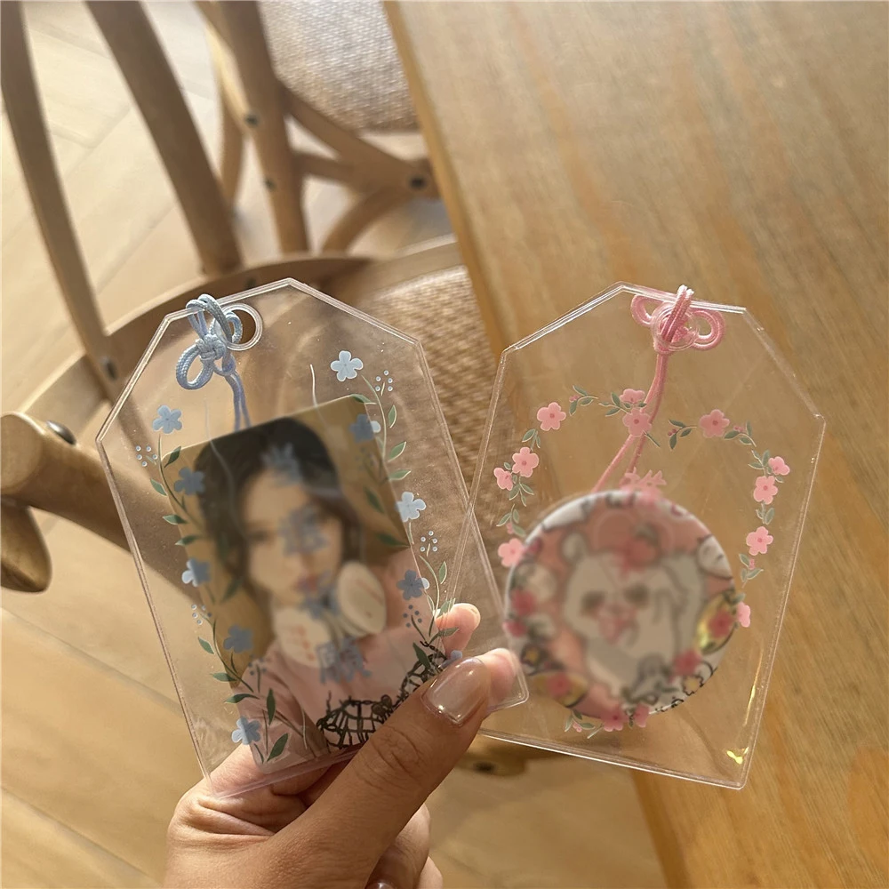 Japanese Blessing Bag, Transparent Card Cover, 3-inch Small Card Storage Bag, Badge Protective Cover Display Pendant