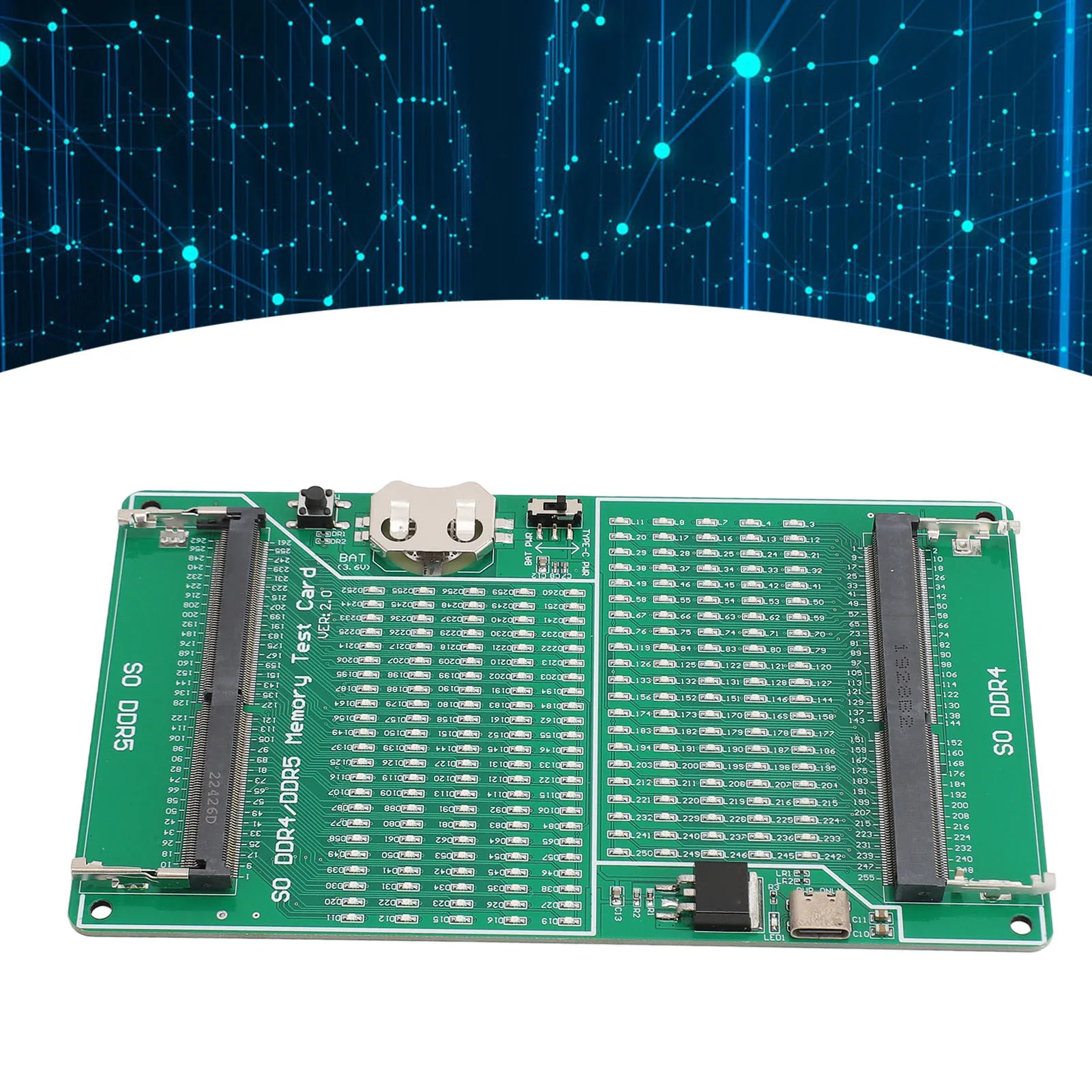 DDR4 DDR5 Memory Tester 2 in 1 Multifunctional Memory Slot Test Card with LED Indicator for Laptop