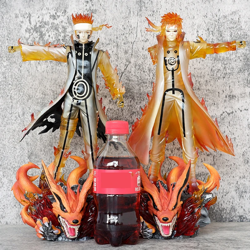 

32cm Naruto Uzumaki Naruto Namikaze Minato Fighting Posture Father Son Clashing Fists Scene Pvc Anime Model Figurine Kids Gift