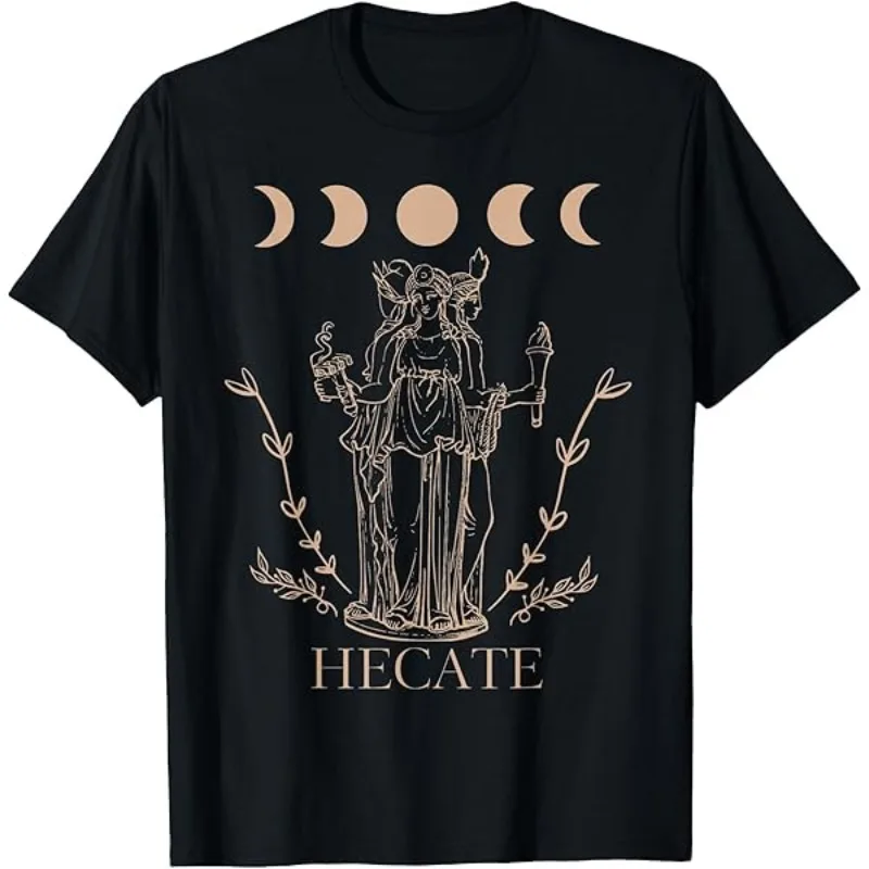 Novelty Triple Moon Goddess Hecate Tarot Card Men T Shirt Cotton Tee Women Oversized Loose Summer O-Neck Casual Streetwear top