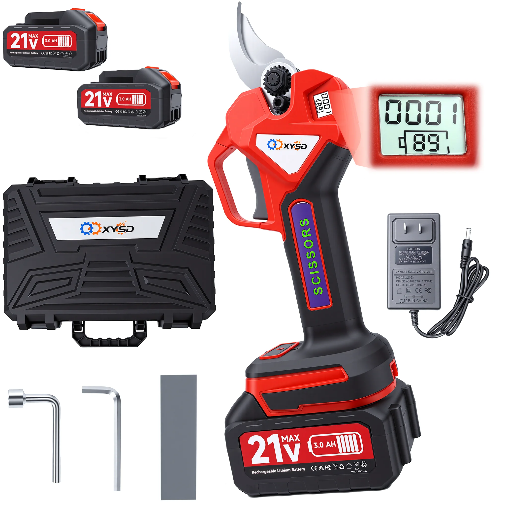 XYSD 21V Electric Pruning Shears Cordless, Brushless Electric Pruner,Portable Cordless Power Shears for Gardening Tree Trimming