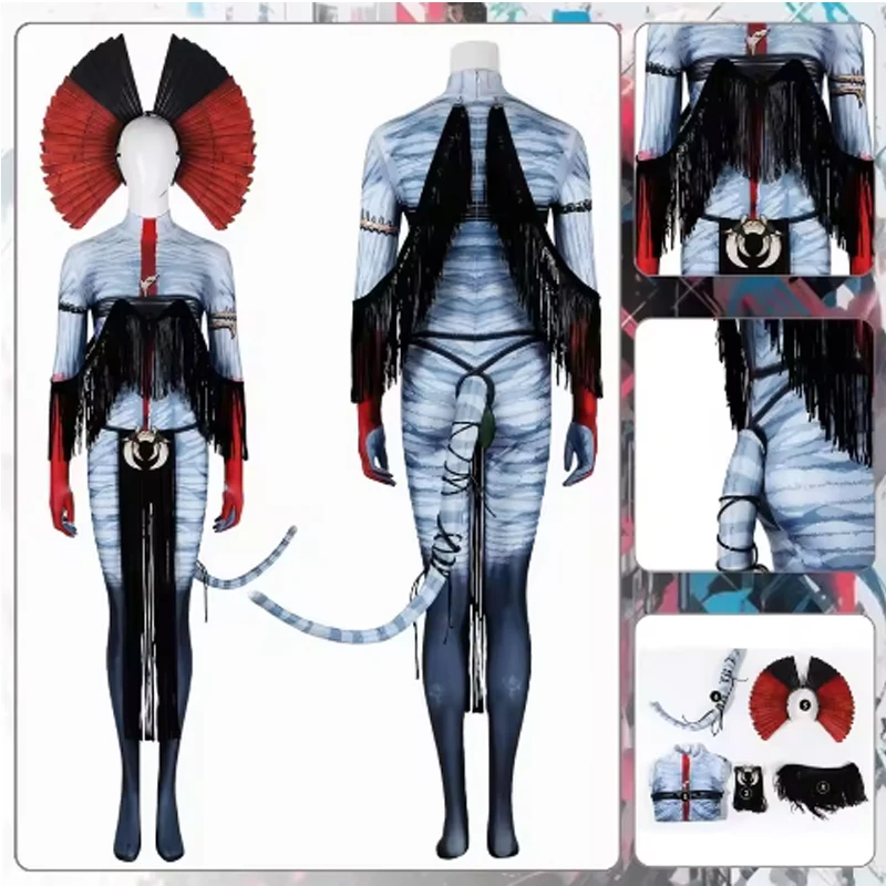 

Ash Cosplay Varang Costume Avatar of Fire for Women Jumpsuit Headgear Tails Roleplay Outfits Halloween Carnival Disguise Suit