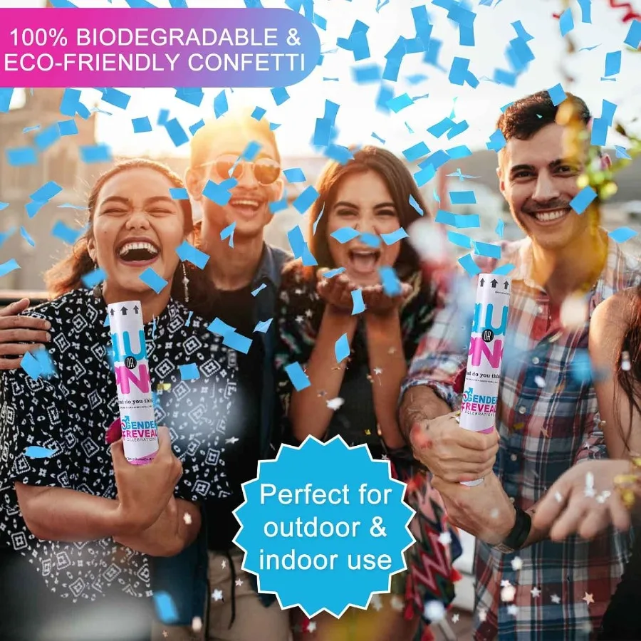 مجموعة مدفع النثار الممتازة للكشف عن الجنس مكونة من 4 قطع مختلطة 2 أزرق 2 وردي للجنس تكشف عن النثار مدفع بوبر للديكور الكشف عن الجنس