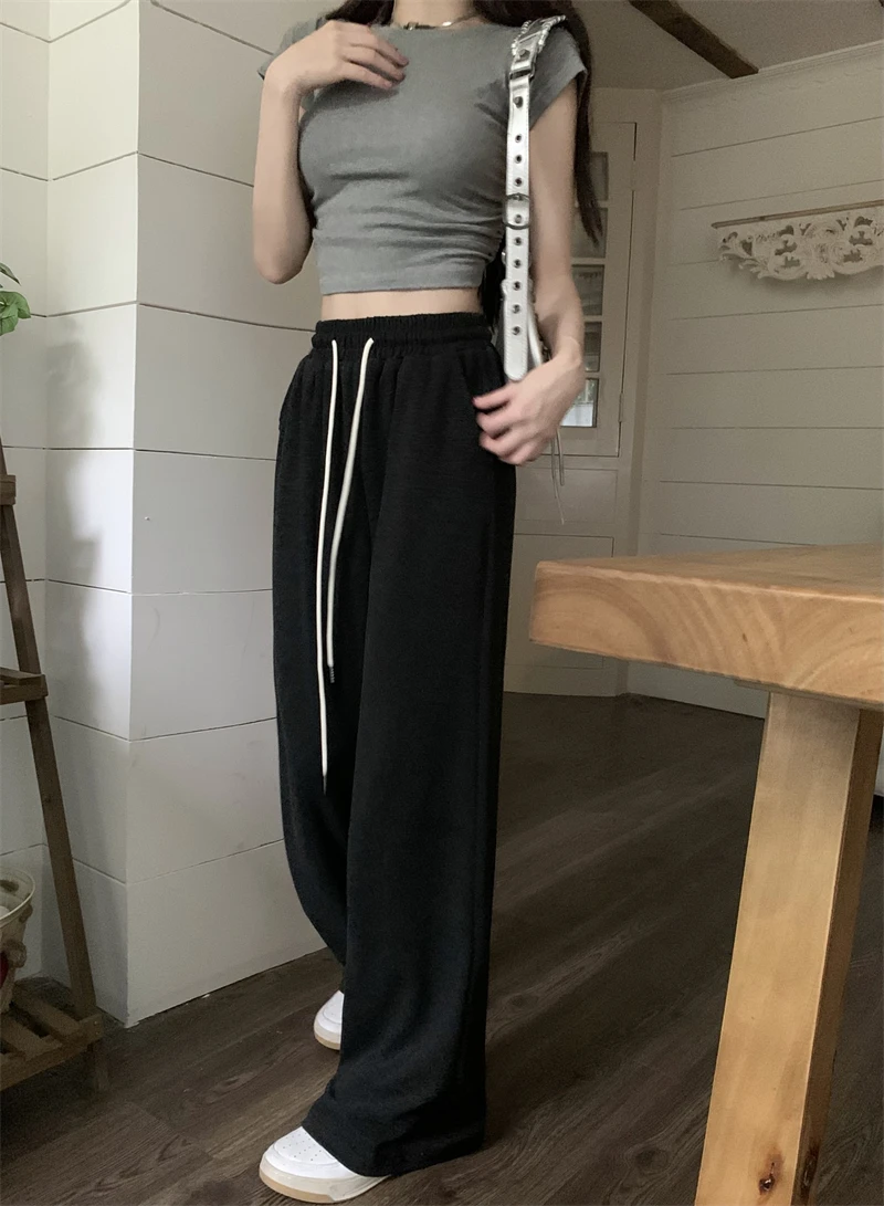 2024 Summer New Line Soft Waxy Tall Pants Spring And Autumn Light Skin Comfortable Elastic Waist All The Casual Pants