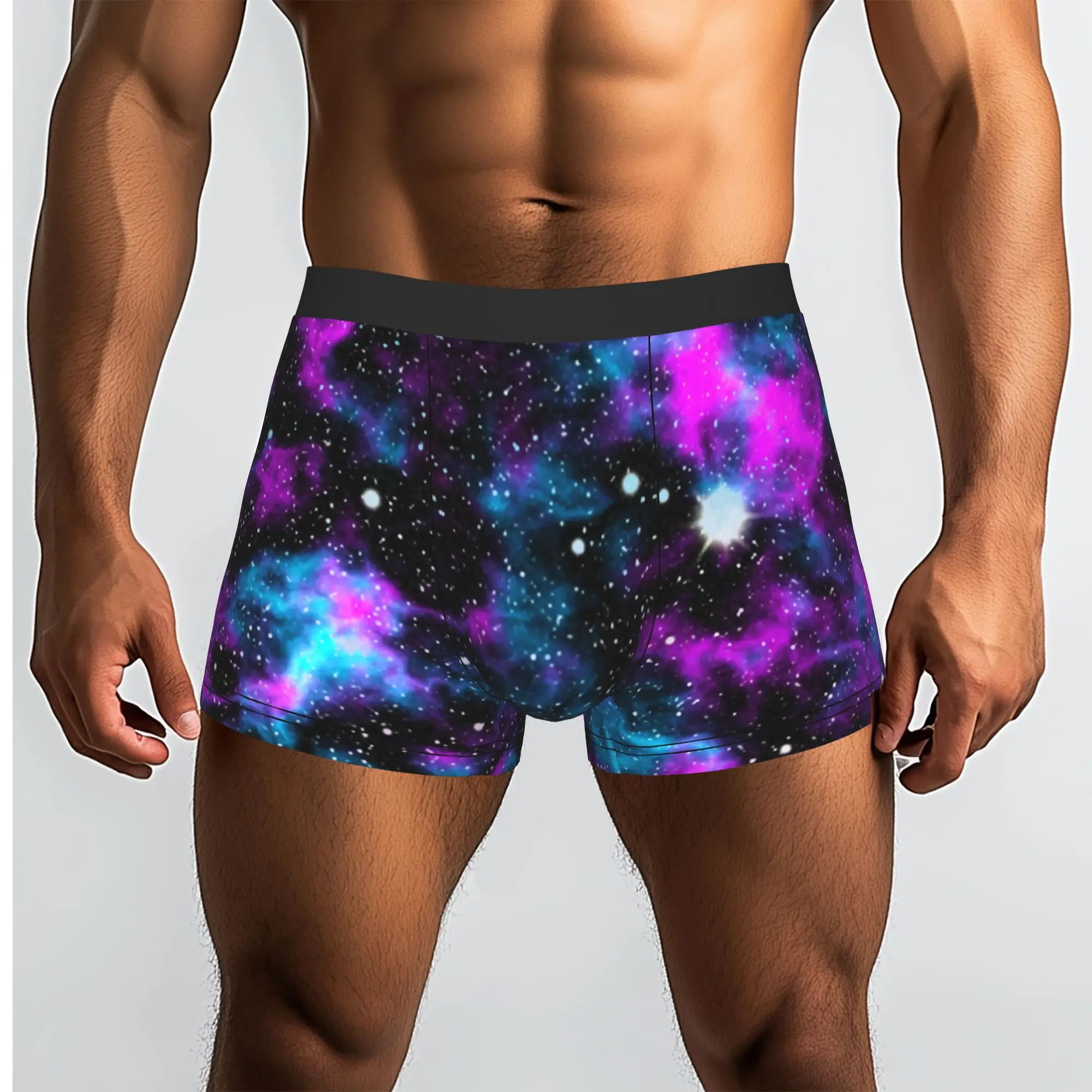 Custom Purple and Blue Galaxy Underwear Male Print  Boxer Shorts Panties Briefs Soft Underpants