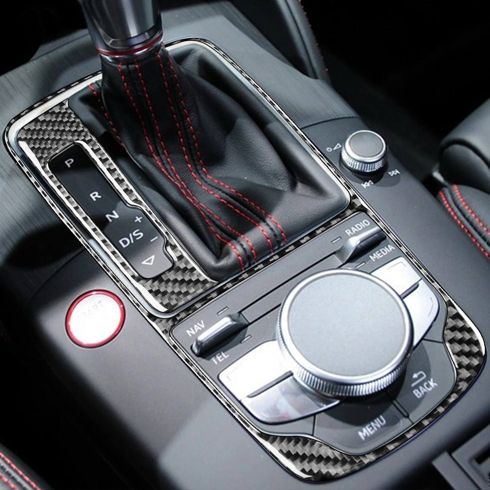 For Audi A3 S3 RS3 8V 2013-2019 Carbon Fiber Centre Gear Shift Panel Trim Cover Car Interior Accessories Decorative Stickers - view 3