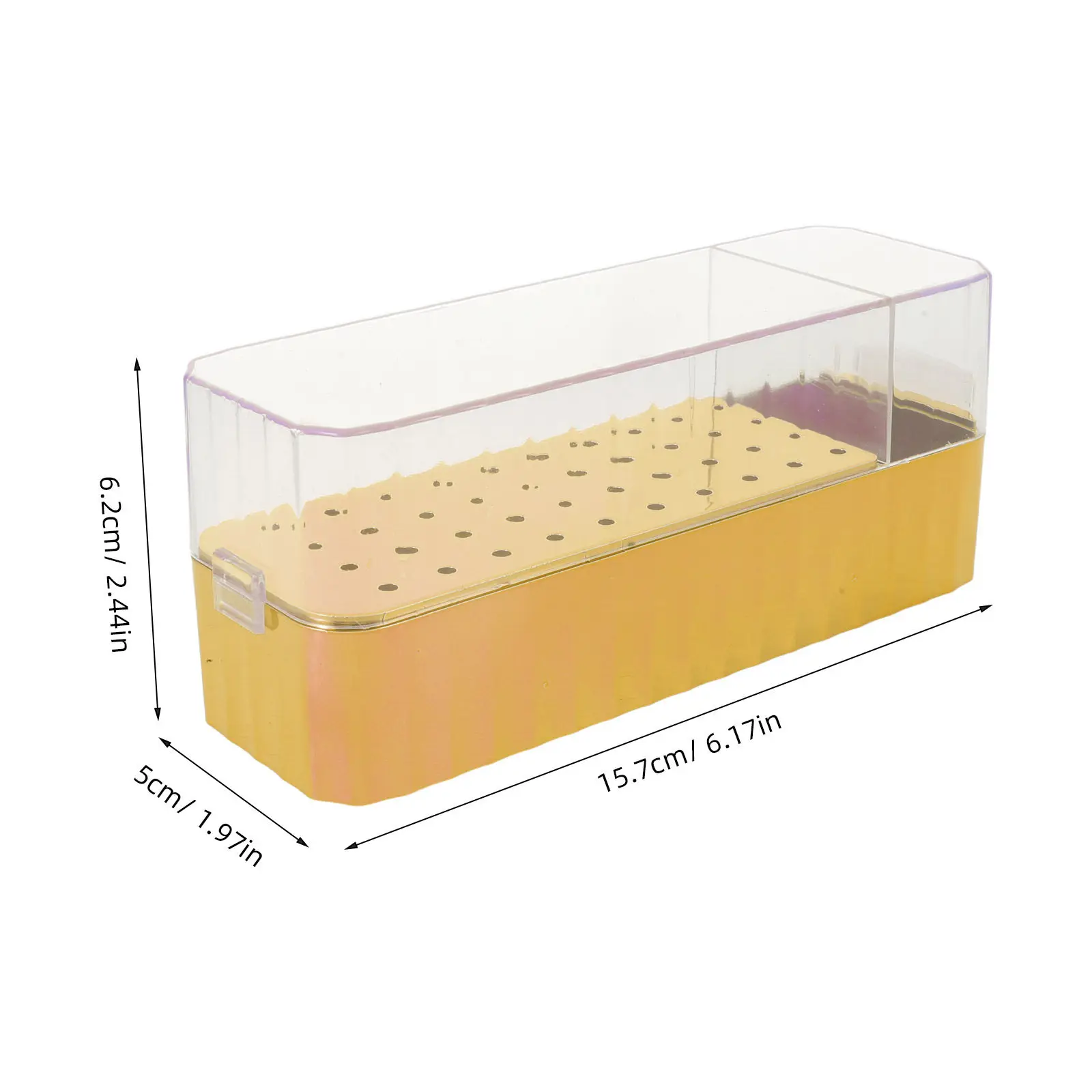 40-Hole Nail Drill Bits Storage Box Transparent Acrylic Dust-Proof Organizer Case for Manicure Salon Home DIY Grinder Discs