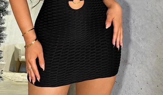 Dames halterneck uitgehold slanke mini-jurk mouwloze bodycon slanke sexy skinny jurk zomer zwart