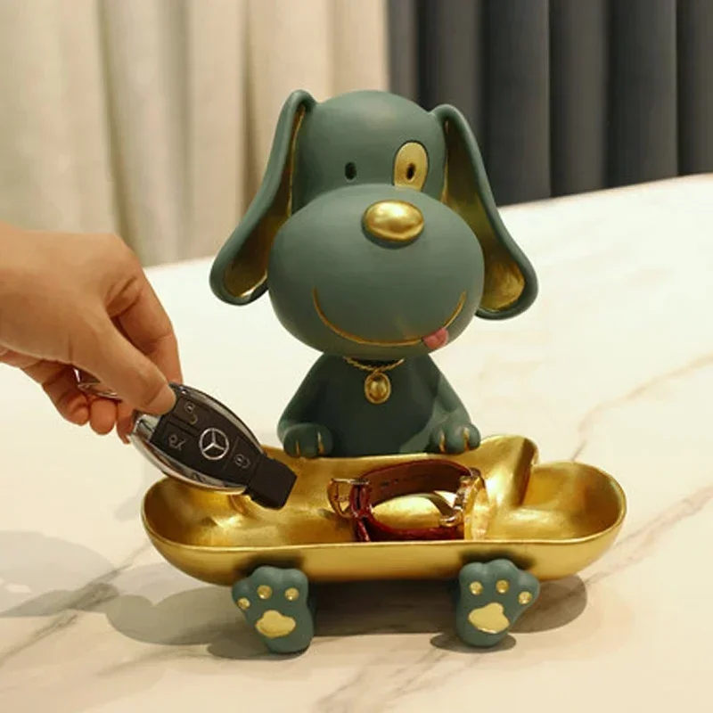 

Cute Dog Statue,Sculpture,Home Living Room Figurines Decoration,Porch Cabinet Desktop Decor,Storage Tray,Candy Fruits Dish