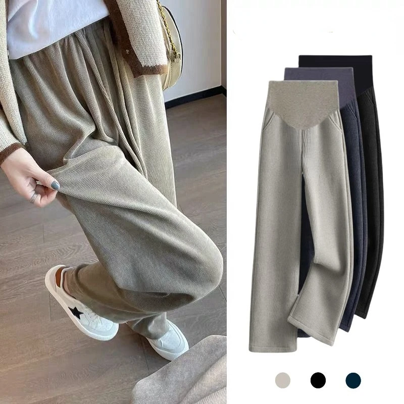 

Maternity Pants Autumn Winter 2023 New Extra Long Autumn Outer Wear Winter Padded Wide Leg Pants Women Maternity Clothes