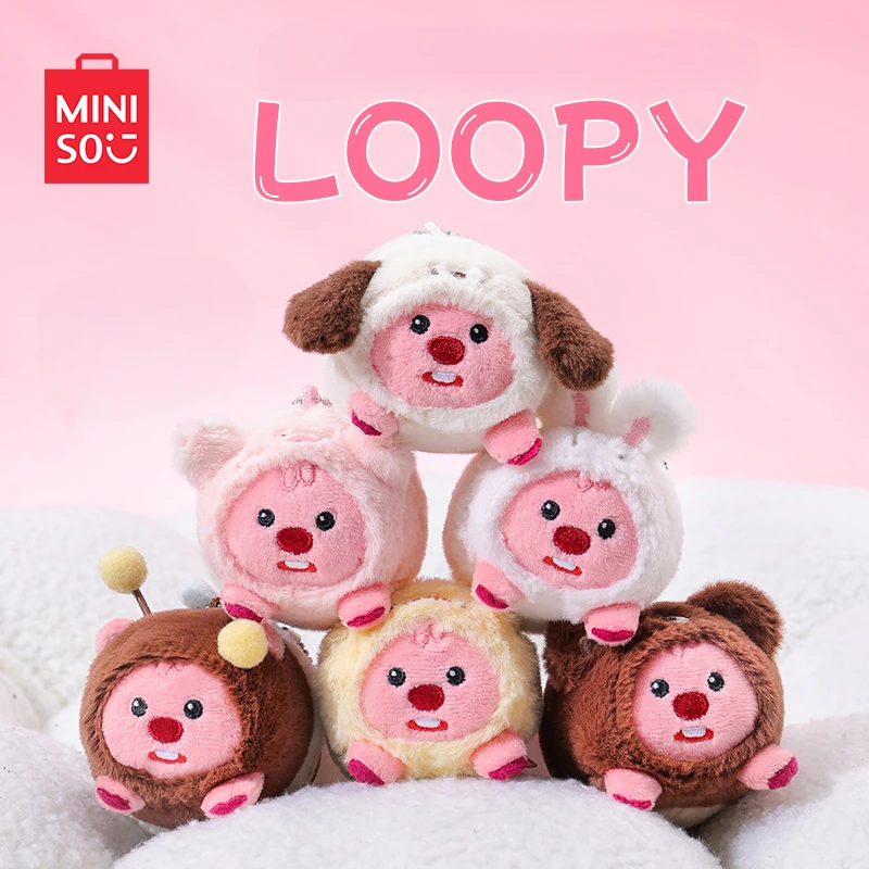 MINISO LOOPY Series of Plush Pendants Cross-dressing Little Beaver Dolls Kawaii Room Decorations Children's Toys Birthday Gifts