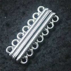 4PCS New Magnetic Clasps Connectors Silver Color Size 43X17MM 7 Rows Top Fashion DIY Jewelry Findings For Women Necklaces