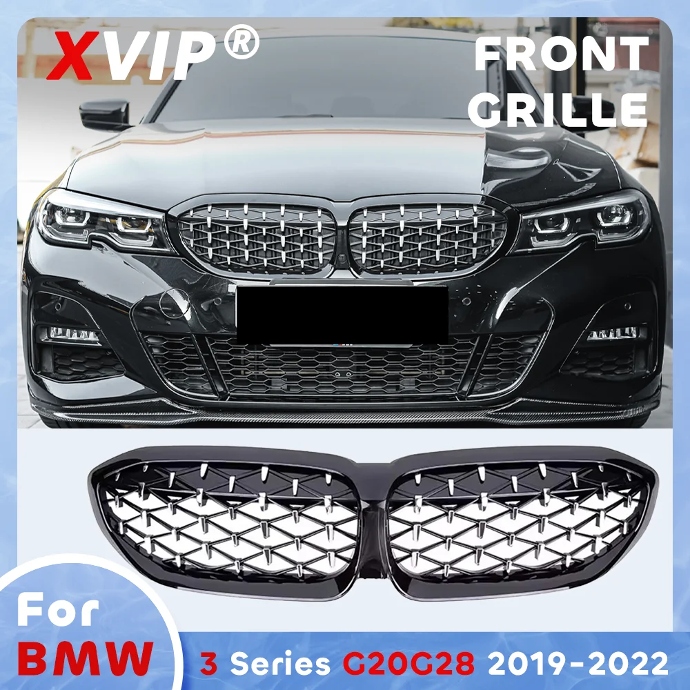 

XVIP Chrome Black Diamond Style Front Bumper Grille For BMW 3 Series G20 G21 2019-2022