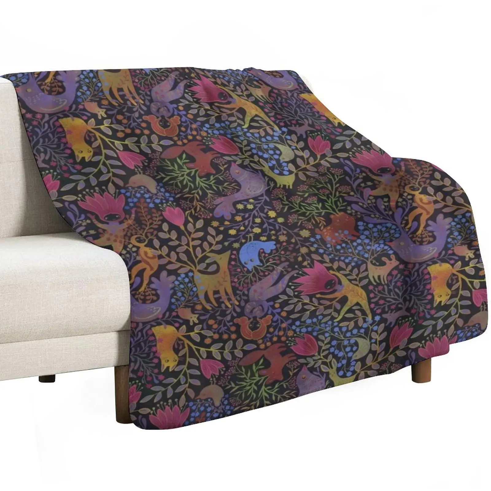 Jewel tone design in dark background Throw Blanket Travel Size Cozy Blanket for Plane Train