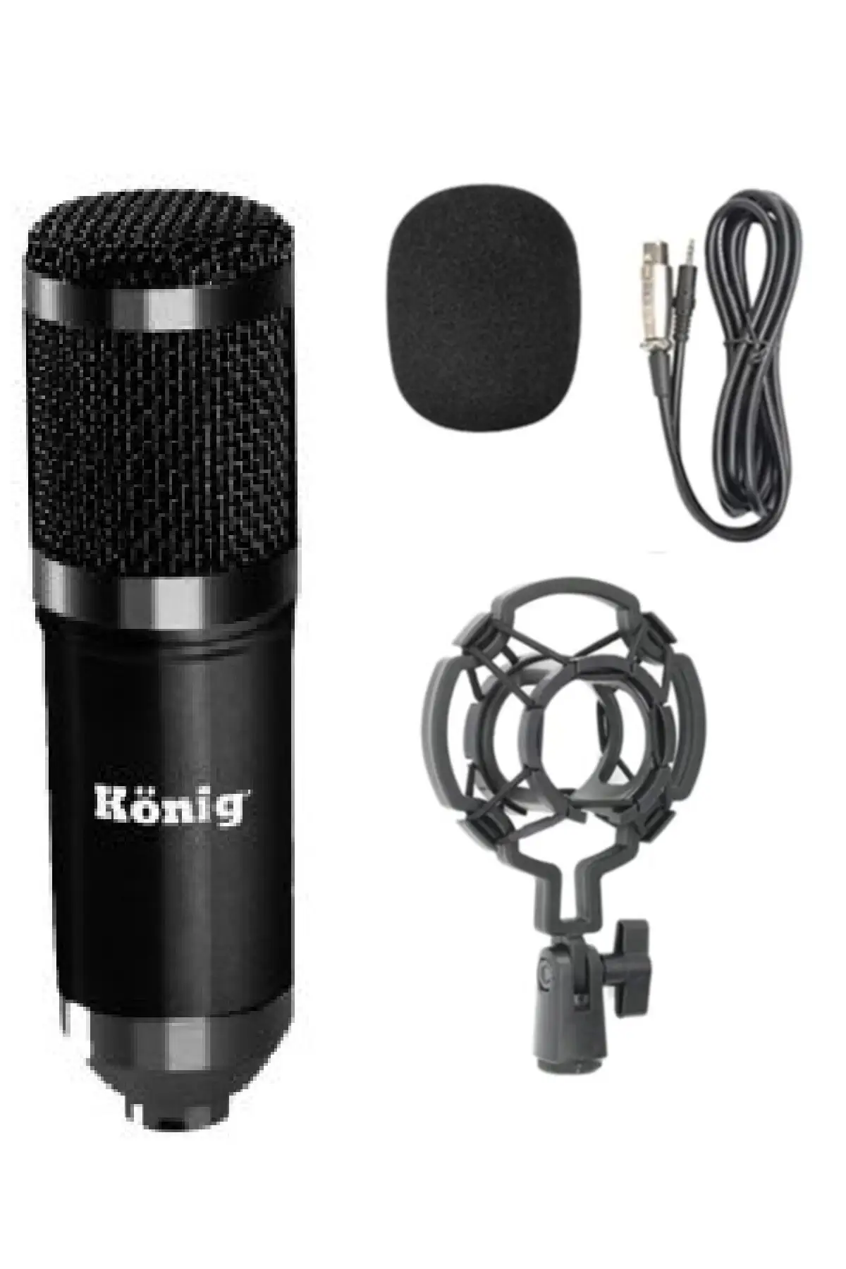 Studio Microphone + Mixer Set 2 xlr input usb bt echo LED DISPLAY cable + holder + sponge filter included