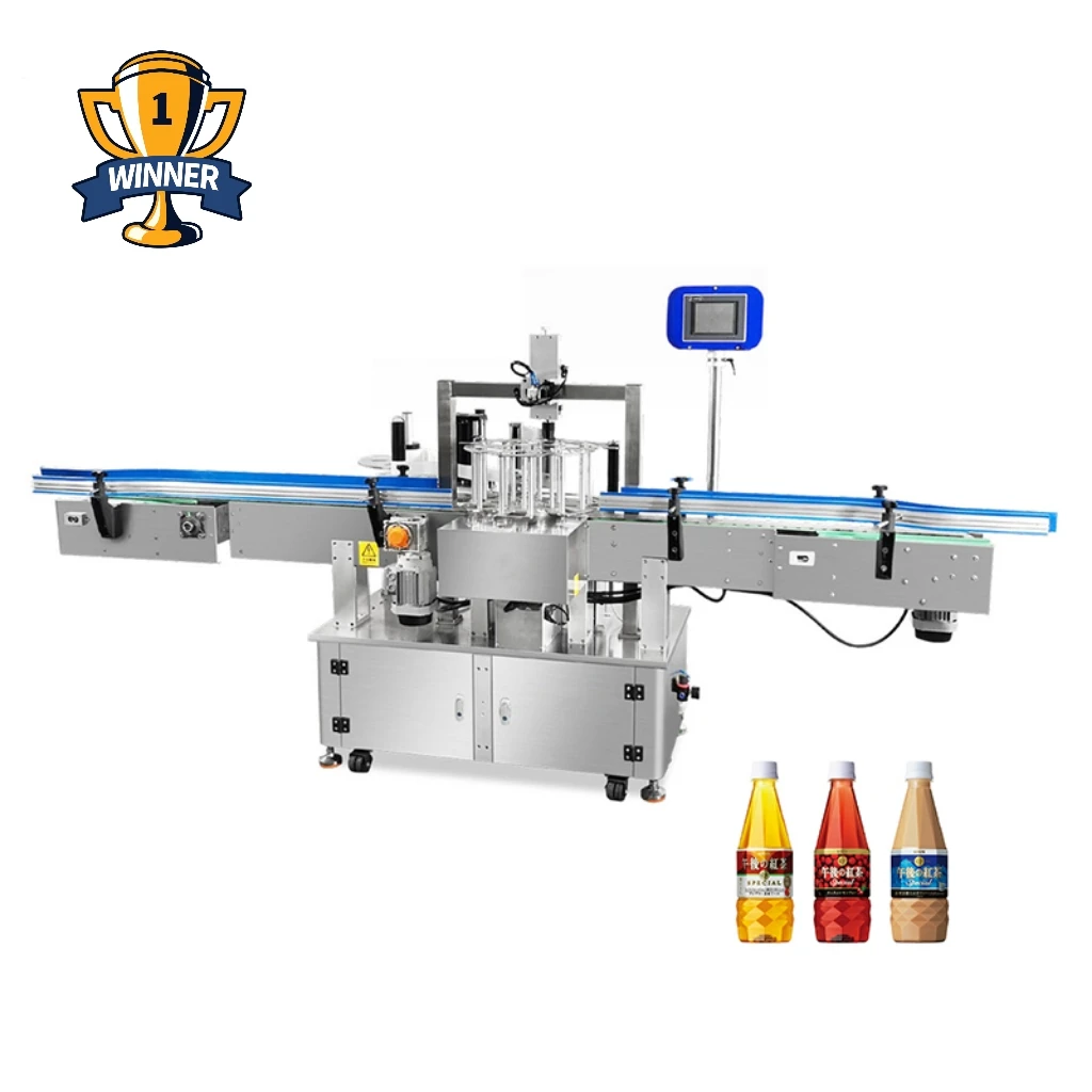 Desktop Automatic Small Round Plastic Glass Bottle Label Applicator Machine Adhesive Sticker Cans Jars Labeling Machine