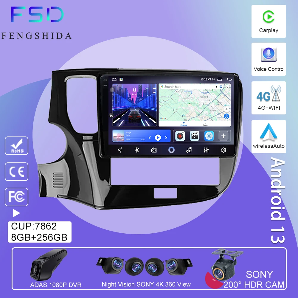 

Android Auto For Mitsubishi Outlander 3 III GF0W GG0W 2018 - 2021 Car Radio Multimidia Video Player GPS Navigation Stereo Screen