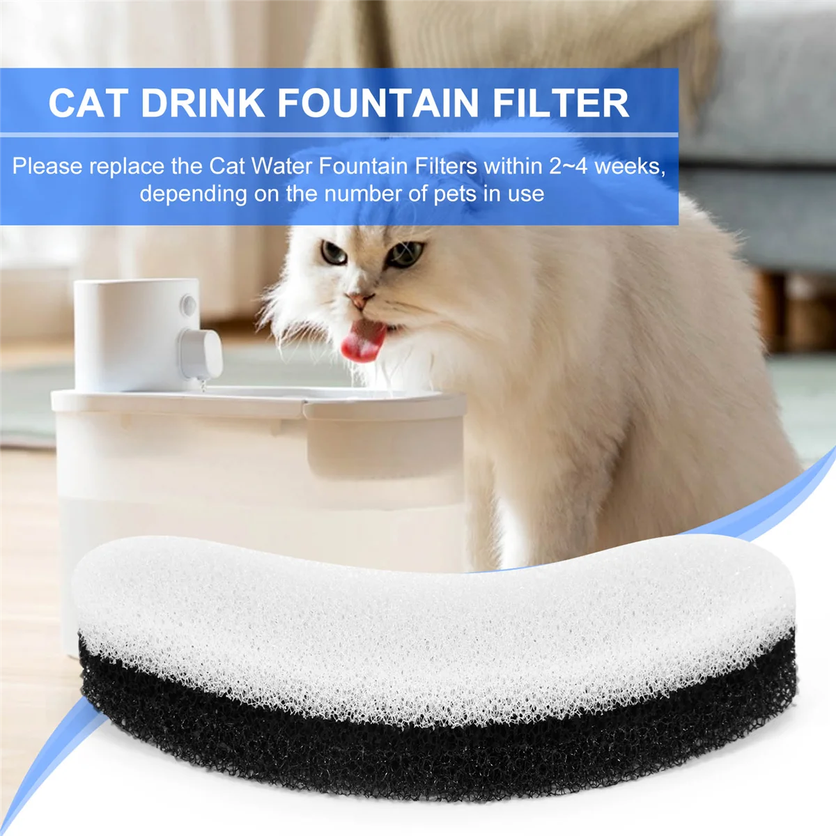 New User~8Pcs Pet Water Fountain Filters Cat Water Fountain Sponge Filter Replacement for WF050 Cat Fountain