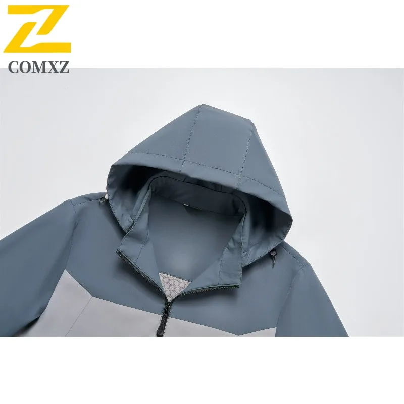 COMXZ قسط جديد سترة رجل العلامة التجارية الفاخرة انفصال معطف مقنع الموضة الكلاسيكية الربط الراحة ربيع الخريف الملابس