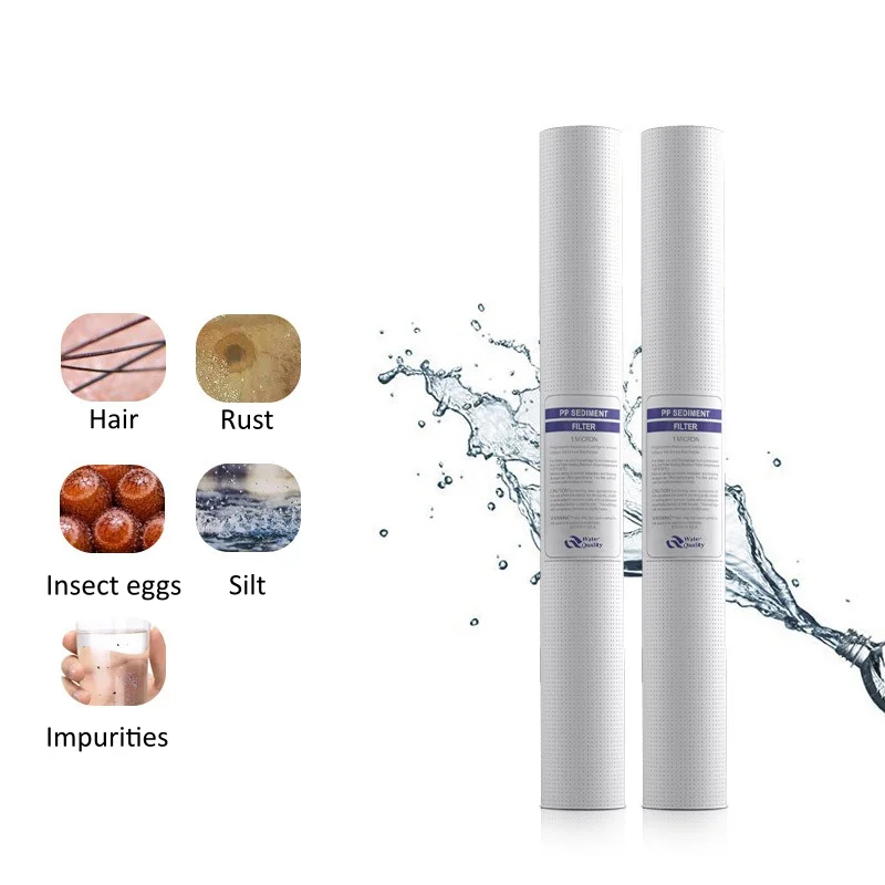 2pcs 20 Inch Water Filter Cartridge 5 Micron PP Cotton Drinking Water Filter High Performance