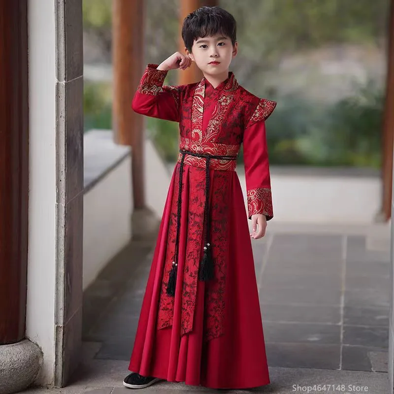 

Tradiz Taip per bambini Hanfu Ragazzi Ragazze Primavera Autunno Vecchi Vestiti cinesi Высококачественный Antico Royal Young Master Abbigl