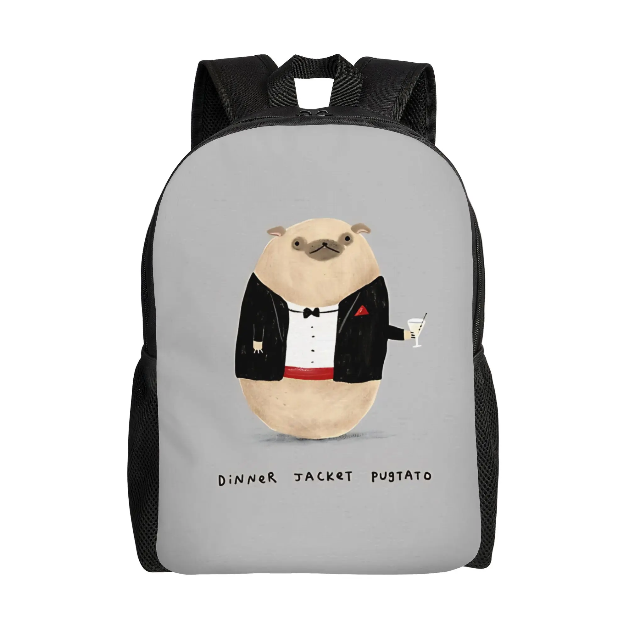 Pugtato Dinner Jacket Pugtato Schoolbag Ladies Sporty Fashionable mochila Large Capacity Laptop Bag Back To School Season