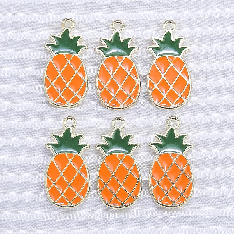 10 teile/los Mix Nette Emaille Obst Apfel Kirsche Ananas Traube Charms für Schmuck Machen Frauen Ohrringe Anhänger Halsketten Geschenke – Detail 7