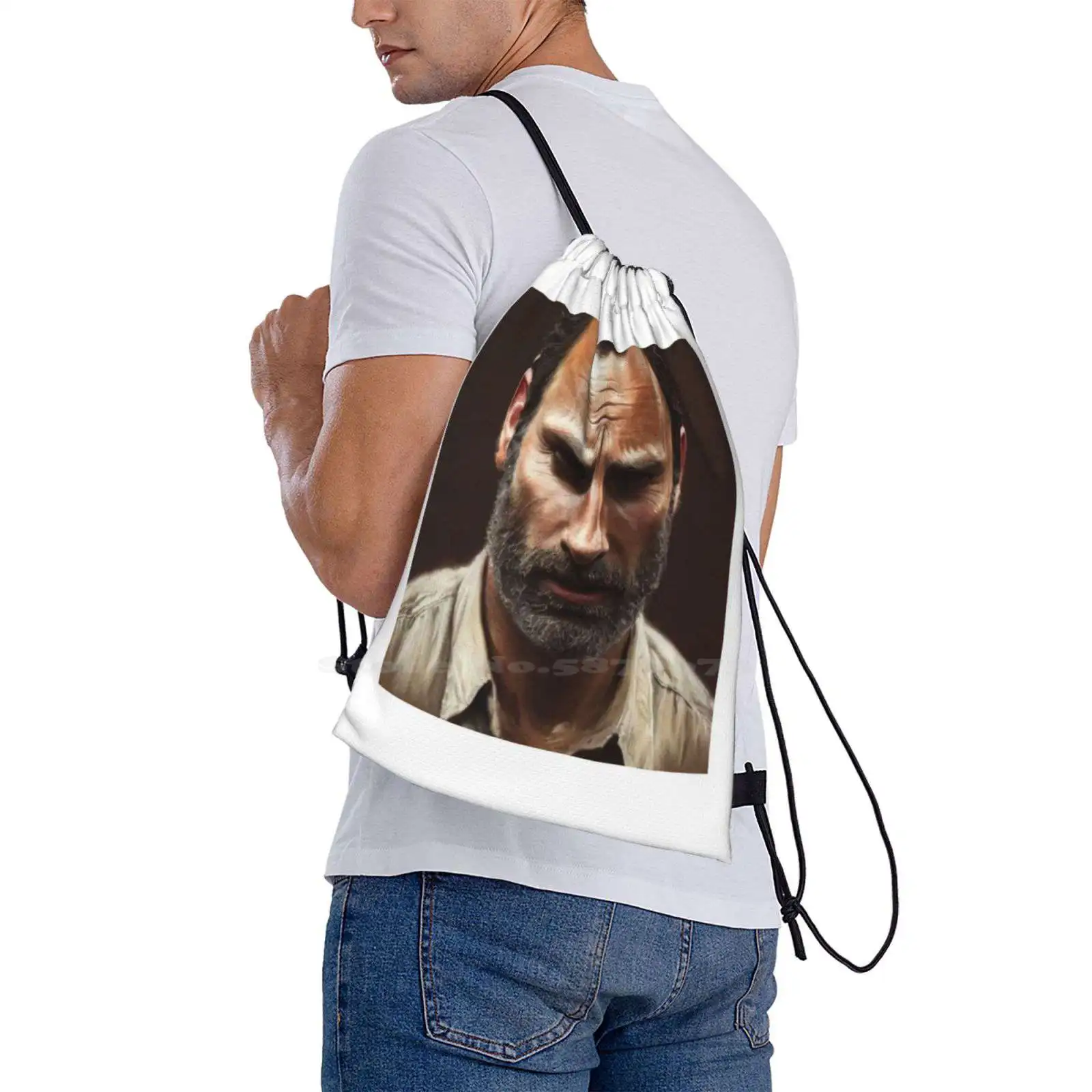 Ai Rick Grimes Rizz Face Hot Sale Schoolbag Backpack Fashion Bags Rick Grimes Dead Walking Zombies Walkers Tv image 6
