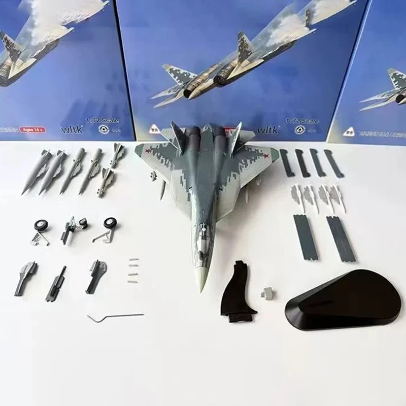 

WLTK масштаб 1:72 SU-57 истребитель из сплава, модель самолета, статическая коллекция, украшенные праздничные подарки, игрушки, сувенирный подарок