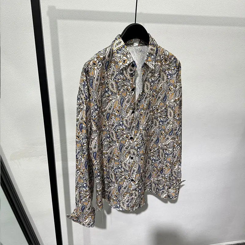 Designer Fashion Retro Paisley Loose Long-Sleeved Shirt Popular Leisure Japanese Style Thin Non-Ironing Top