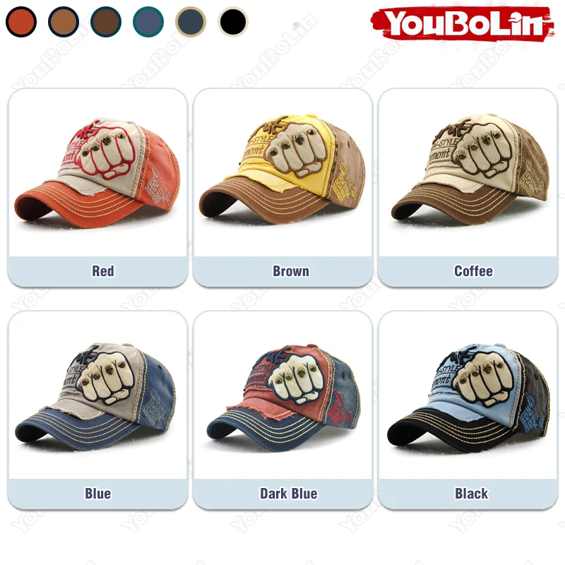 High Quality Fist Rivet Element Embroidery Cotton Adjustable Baseball Cap Hip Hop Hat Trucker Caps Dad Hats