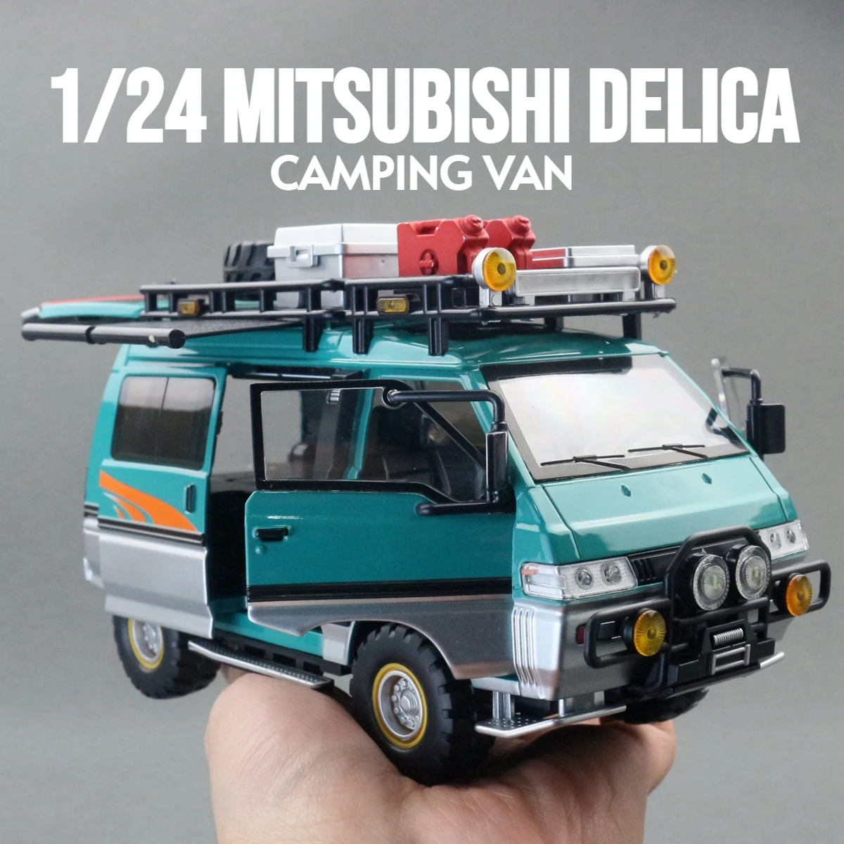 

1/24 Mitsubishi Delica Camping Van MPV Toy Car Model Diecast Vehicle Miniature Pull Back Sound & Light Collection Gift For Kid
