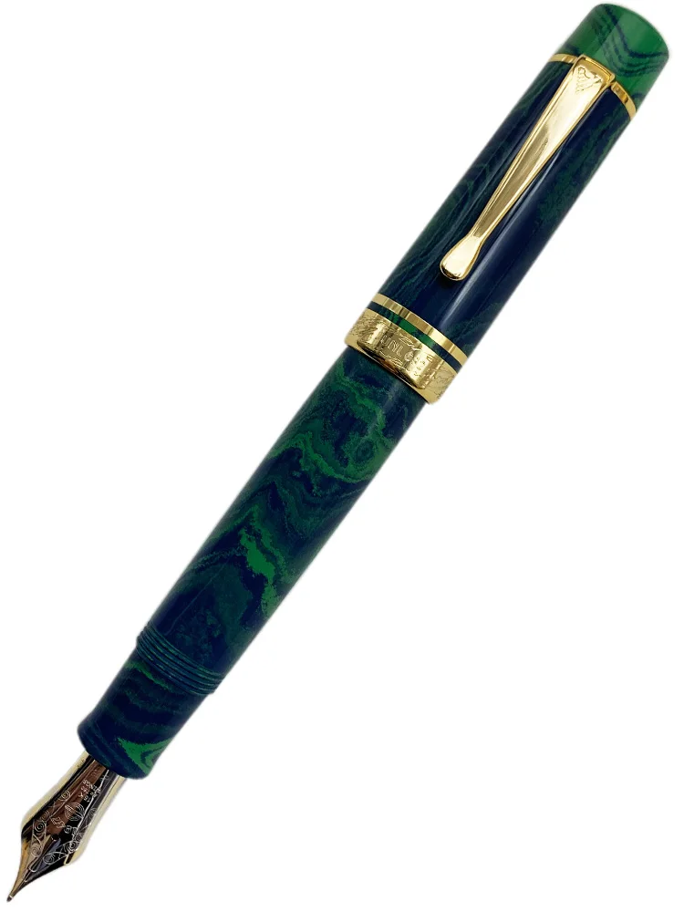 Wingsung/Junlai 632 Gold Clip 18k 8# Nib Gold Nib Fountain Pen German Cumberland Rigid Natural Rubber Piston Long Knife Pen