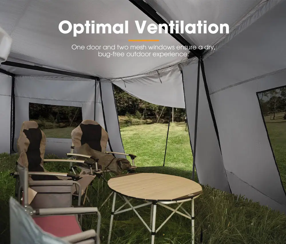 Outdoor Camping Roof Top Awning Tent for Car Side 4WD 4x4 Waterproof Double Layer Free-standing 270 Degree Side Wall Four-Season
