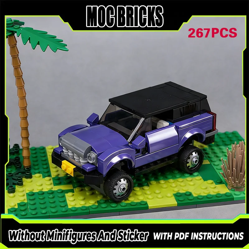 

Конструктор MOC: Модель городского автомобиля, фиолетовый внедорожник, модульная технология, подарки, праздничный набор для сборки, детские игрушки