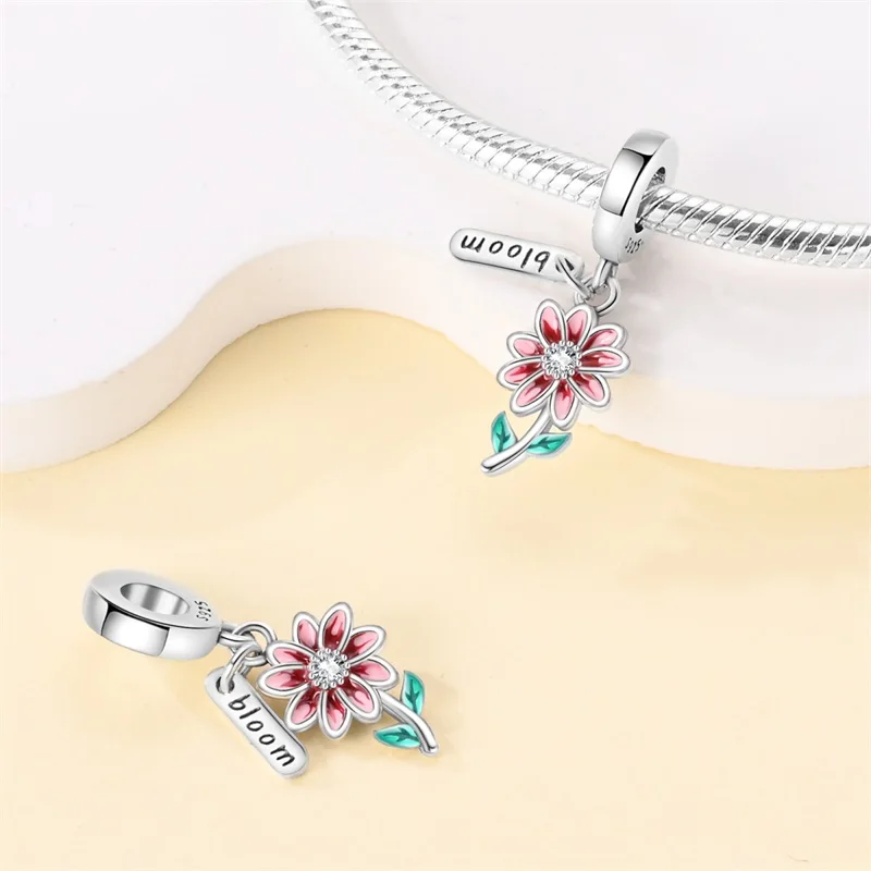 100% 925 Silver Colorful Bloosom Bird Butterfly Charms Beads For Pan Original Bracelet Diy High End Jewelry Making Gift
