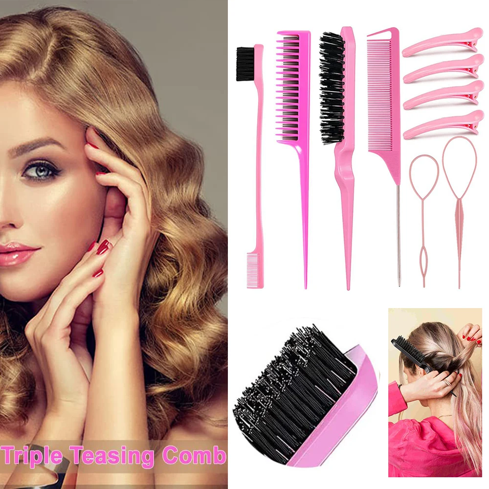 10pcs/pack Hair Styling Tools Multi-use Pointed Tail Dyeing Combs Hair Fluffy Braid Tool Hairdressing Barber Accessories