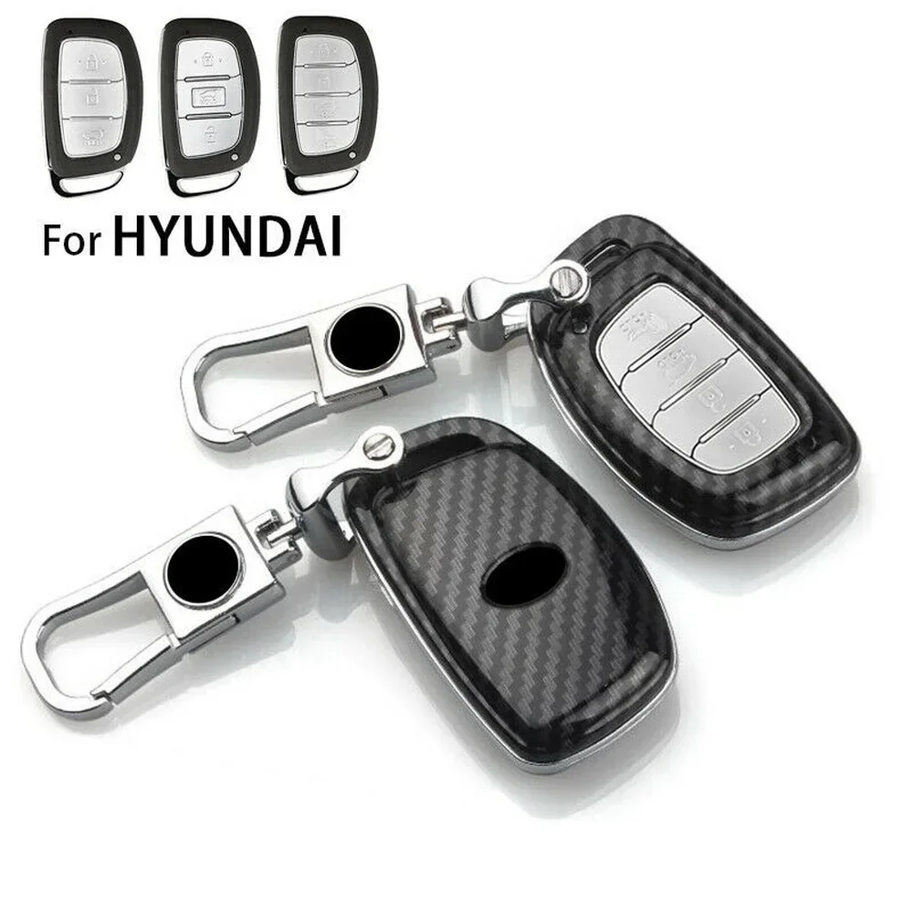 Carbon Fiber Remote Car Key Fob Shell Holder Cover Case Keychain For Hyundai Avante Sonata Tucson Venue Elantra Verna I30 I40