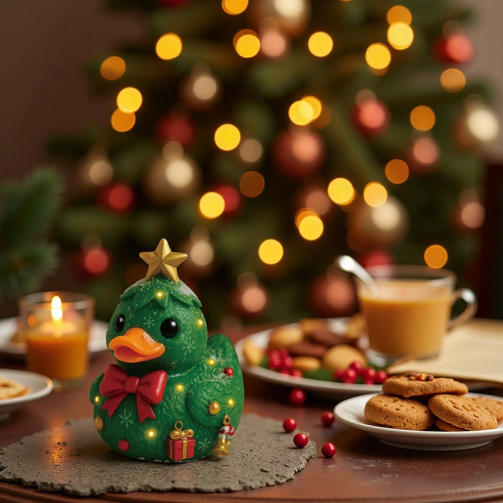 Christmas Resin Duck Ornament Gingerbread Duck Decoration for Home Office Tabletop Christmas Party Decor Gift