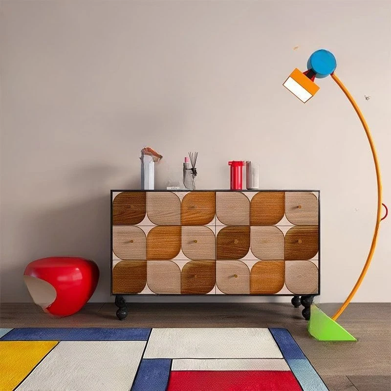 

New French retro wall solid wood chest of drawers living room drawer cabinet bedroom storage cabinet locker sofa side cabinet