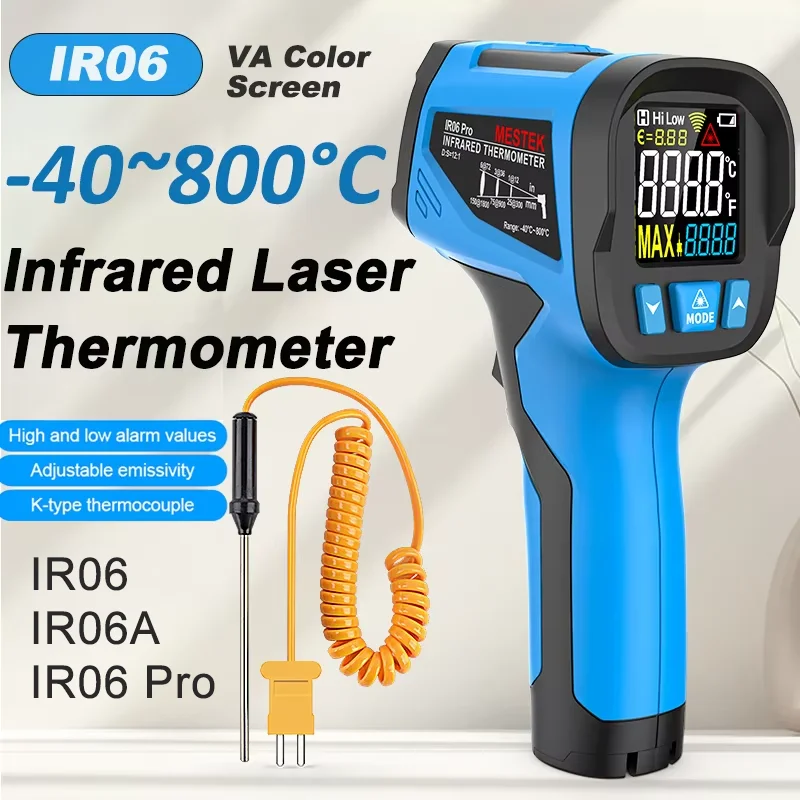 -50~800 ° C ميزان الحرارة الرقمي بالأشعة تحت الحمراء عدم الاتصال التحقيق مقياس الحرارة بالليزر يده البيرومتر ارتفاع درجة الحرارة بندقية #1