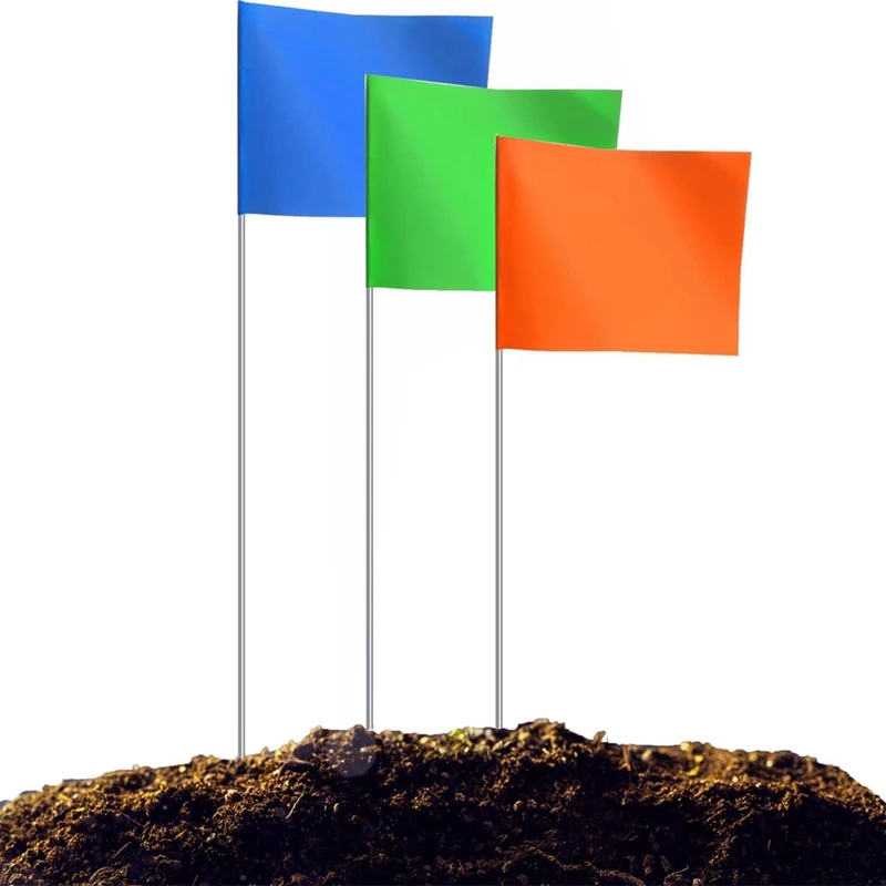 Bendera penanda 100 Pak, bendera penanda untuk rumput, 15X4X5 inci lanskap, bendera irigasi, bendera rumput, penanda halaman tahan lama