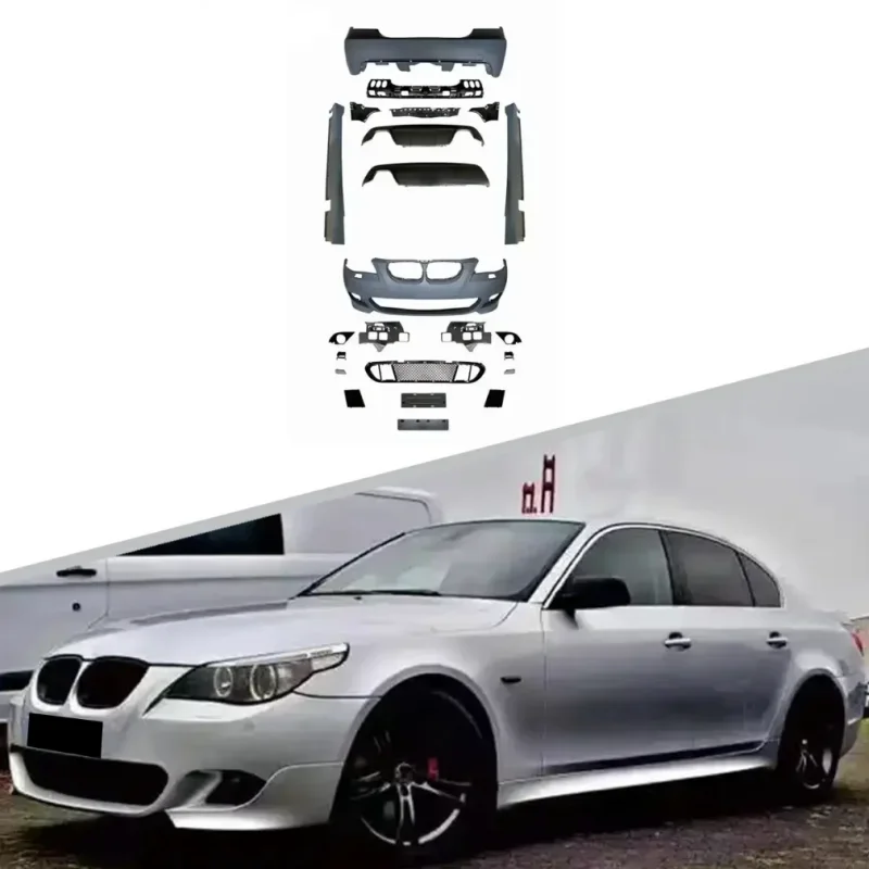M Tech Bodykit for  5 Series E60 2002-2010 M Sport PP High Quality Primer Grey Front Bumper Side Skirt Body Kit Spoiler