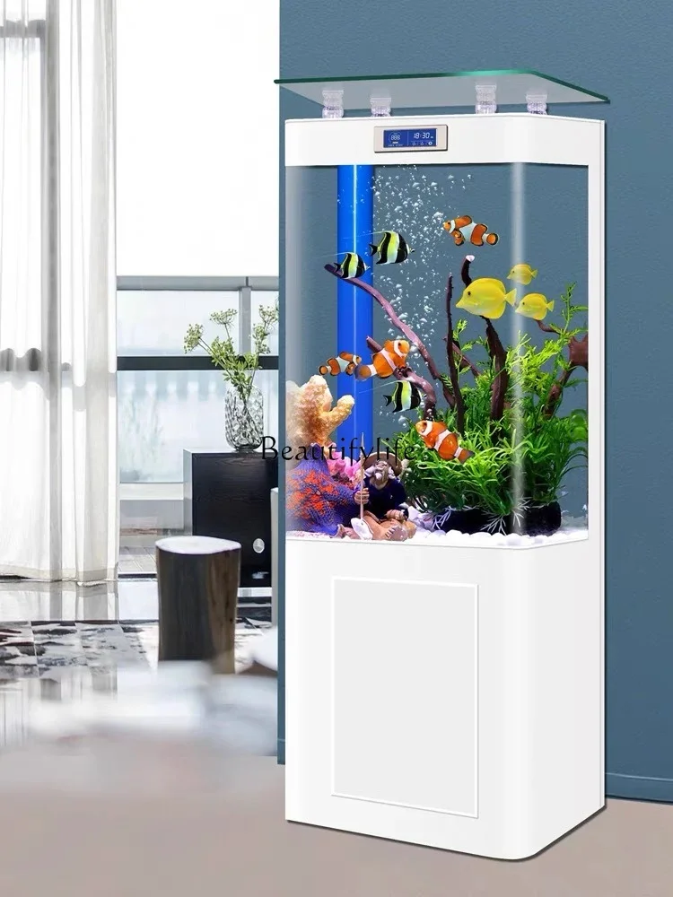 

New Fish Tank Living Room Vertical Bottom Filter Square VAT Integrated Ecological Change Water Aquarium