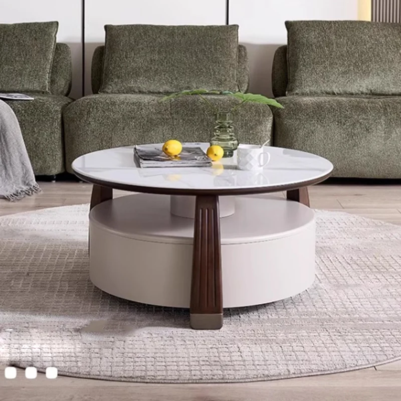 طاولة القهوة المستديرة اللطيفة تحويل الأدراج مصمم رخيصة الملحقات طاولة جانبية غرفة نوم أثاث غرفة المعيشة البسيطة #5