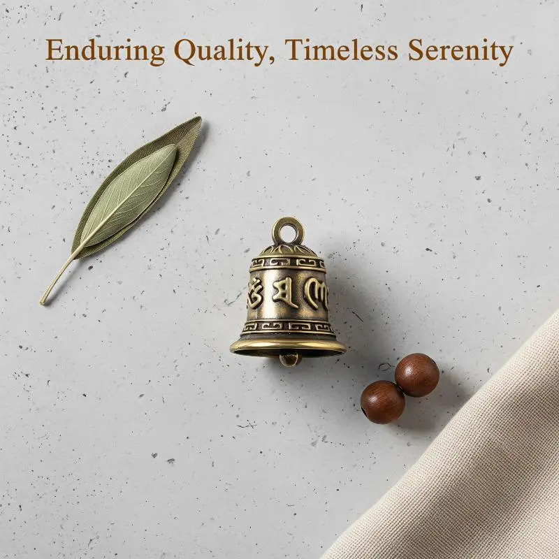 Retro Copper Six Syllable Mantra Bell Delicate Engraved Craft Crisp Sound for Yoga Studio Decoration Gift