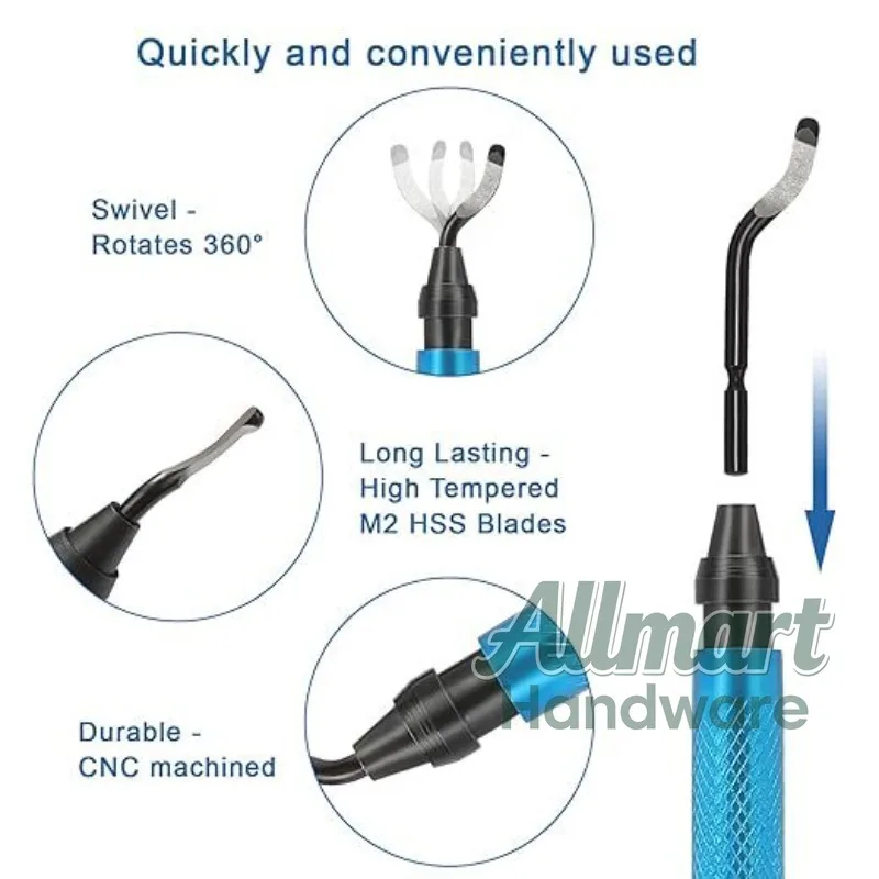 Deburring Tool Set with 6 Needle Files, Precision Edge Trimming & Deburring Tool for Metal Grinding & Polishing