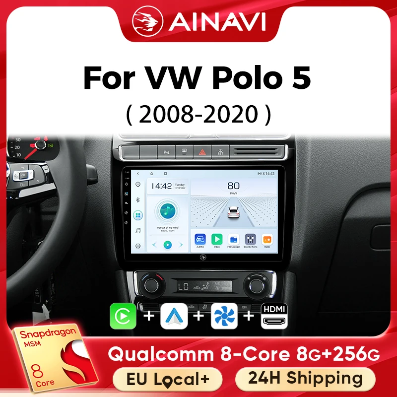 Ainavi Car Multimedia Player For VW Volkswagen Polo 5 2008 2010 2013 2015 2017 Vento wireless Carplay Android Auto 4G Wifi 2din